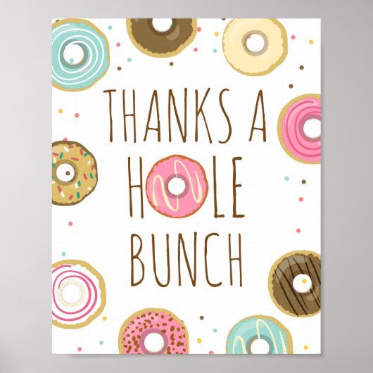 Donut Birthday Table Sign. Dank een eenzame Bunch Poster (Voorkant)
