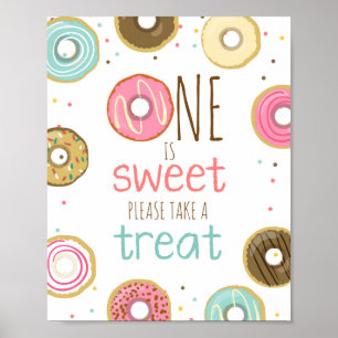 Donut Birthday Table Sign Doughnut Neem een Trein Poster