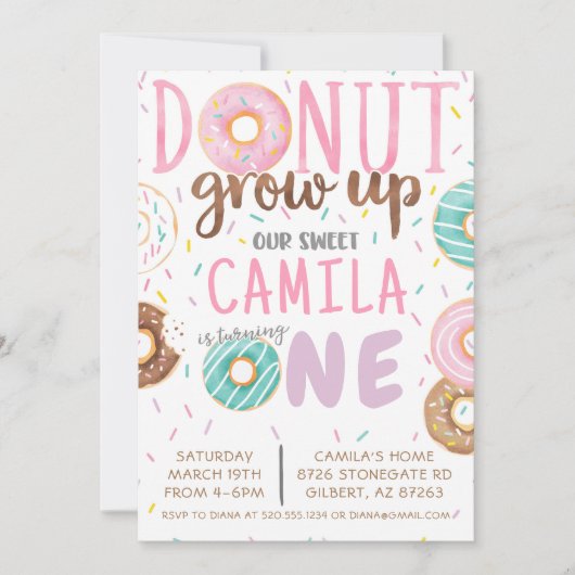 Donut Birthday Uitnodiging (Voorkant)