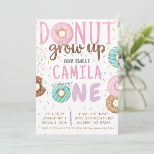 Donut Birthday Uitnodiging (Staand voorkant)