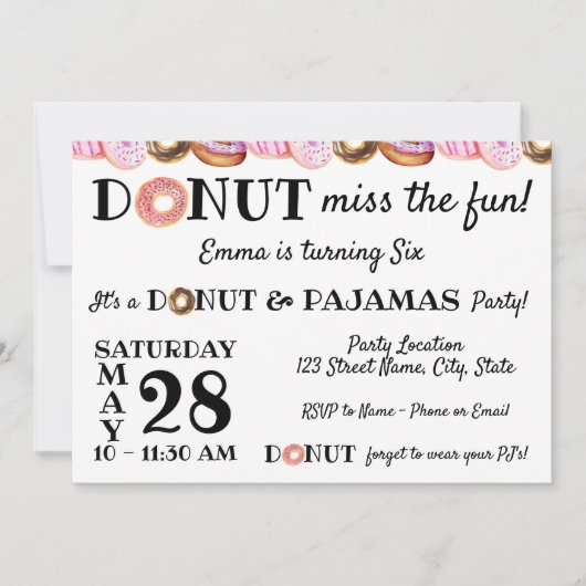 Donut Birthday Uitnodiging (Voorkant)