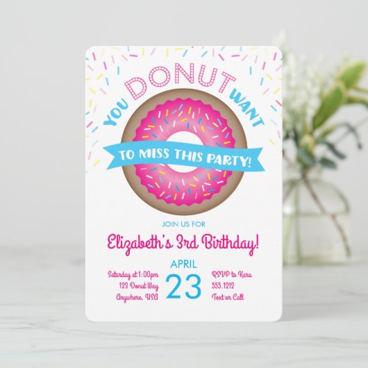 Donut Birthday Uitnodiging (Staand voorkant)