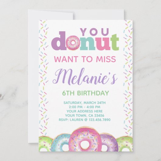Donut Birthday Uitnodiging (Voorkant)