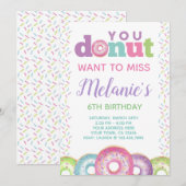 Donut Birthday Uitnodiging (Voorkant / Achterkant)