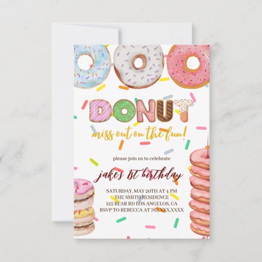 Donut Birthday Uitnodiging (Voorkant)