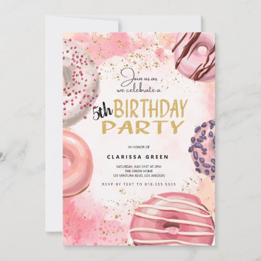 Donut Birthday Uitnodiging (Voorkant)