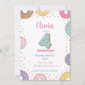 Donut Birthday-uitnodiging, 4e verjaardag-uitnodig Kaart (Voorkant)