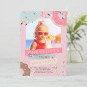 Donut Birthday Uitnodiging - Miss deze partij! (Staand voorkant)