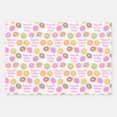 Donut Birthday Wrapping Paper Sheets - White Roze (Voorkant 2)