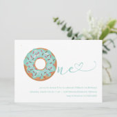 Donut Blauwgroen blauw en sprinken 1e verjaardag Kaart (Staand voorkant)