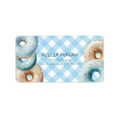 donut | Blue Gingham Adresetiketten Etiket (Voorkant)