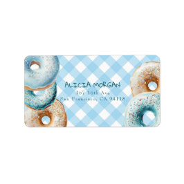 donut | Blue Gingham Adresetiketten Etiket