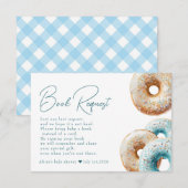 Donut | Blue Gingham Boy Baby shower Boekaanvraag Informatiekaartje (Voorkant / Achterkant)