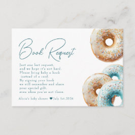 Donut | Blue Gingham Boy Baby shower Boekaanvraag Informatiekaartje