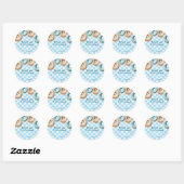 Donut | Blue Gingham Boy Baby shower Dank u Ronde Sticker (Vel)