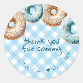 Donut | Blue Gingham Boy Baby shower Dank u Ronde Sticker