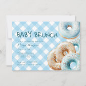 Donut | Blue Gingham Boy Baby shower Kaart (Voorkant)