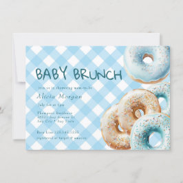 Donut | Blue Gingham Boy Baby shower Kaart