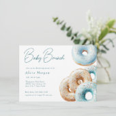 Donut | Blue Gingham Boy Baby shower Kaart (Staand voorkant)