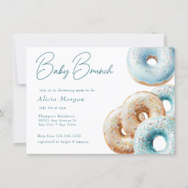 Donut | Blue Gingham Boy Baby shower Kaart