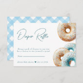 Donut | Blue Gingham Boy Baby shower Luier Raffle Informatiekaartje (Voorkant / Achterkant)