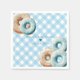 Donut | Blue Gingham Boy Baby shower Servet