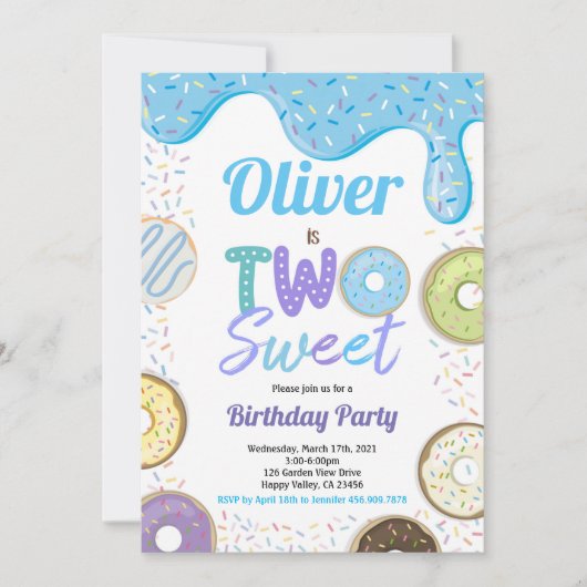Donut Boy Two Sweet 2de verjaardag Kaart (Voorkant)