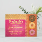 Donut Breakfast Birthday Party-uitnodigingen Kaart (Staand voorkant)