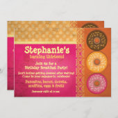 Donut Breakfast Birthday Party-uitnodigingen Kaart (Voorkant / Achterkant)