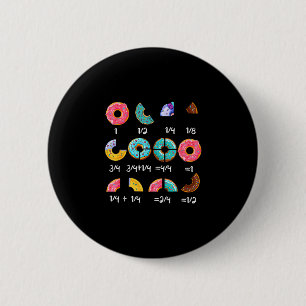 Donut breuk wiskunde leraar terug naar school grap ronde button 5,7 cm