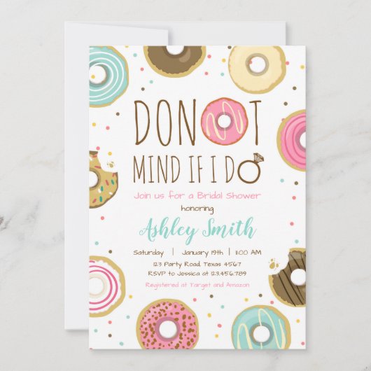 Donut bruids douche uitnodiging geest als ik dat d (Voorkant)