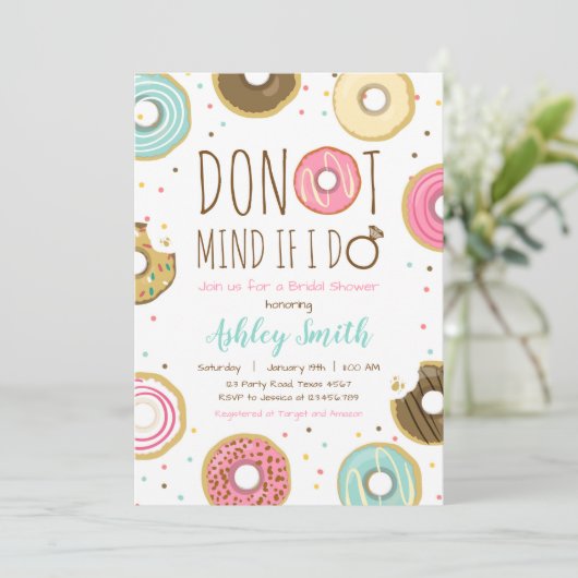 Donut bruids douche uitnodiging geest als ik dat d (Staand voorkant)