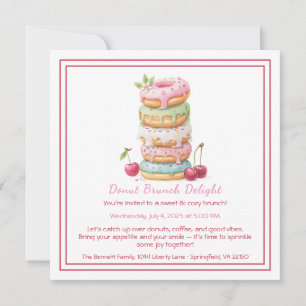 Donut Brunch Uitnodiging Kleurrijke Gebak Verzamel