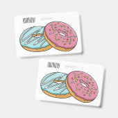 Donut cartoon illustratie badge (Voor- en achterkant)