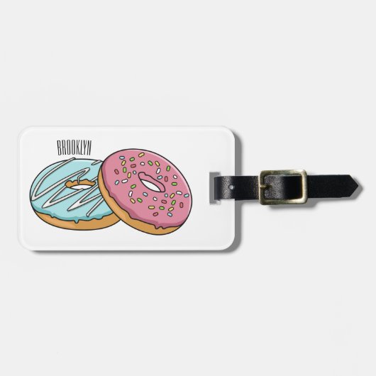Donut cartoon illustratie bagagelabel (Voorkant horizontaal)