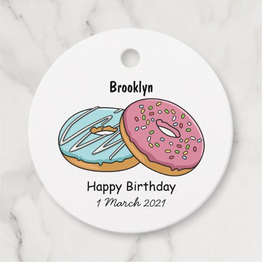 Donut cartoon illustratie bedankjes labels (Voorkant)