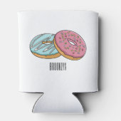 Donut cartoon illustratie blikjeskoeler (Achterkant)