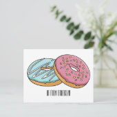 Donut cartoon illustratie briefkaart (Staand voorkant)