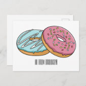 Donut cartoon illustratie briefkaart (Voorkant / Achterkant)