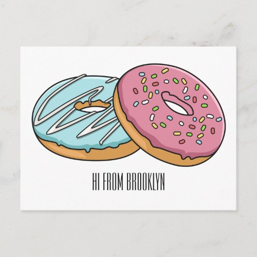 Donut cartoon illustratie briefkaart (Voorkant)