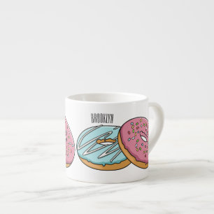 Donut cartoon illustratie espresso kop