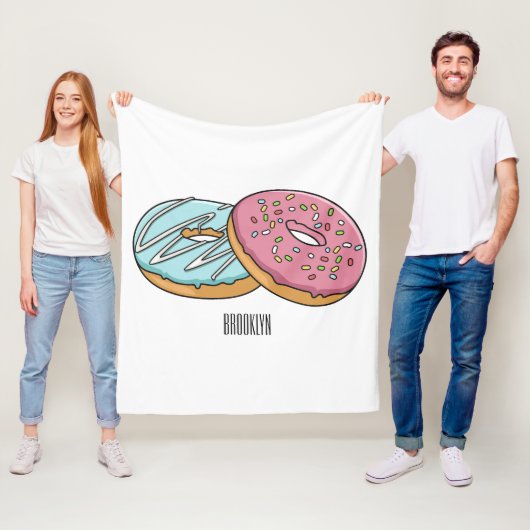 Donut cartoon illustratie fleece deken (In situ)