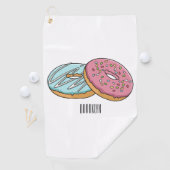 Donut cartoon illustratie golfhanddoek (Insitu)