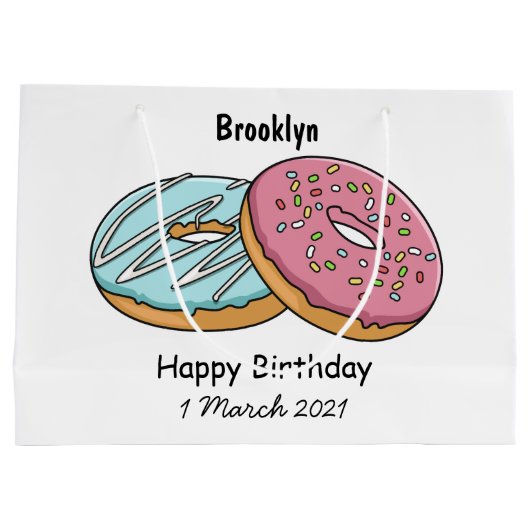 Donut cartoon illustratie groot cadeauzakje (Achterkant)