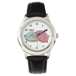 Donut cartoon illustratie horloge
