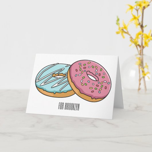 Donut cartoon illustratie kaart (Gele Bloem)