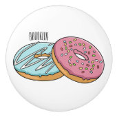 Donut cartoon illustratie keramische knop (Voorkant)