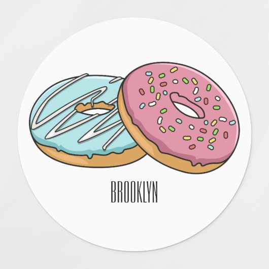 Donut cartoon illustratie labels (Design 1)