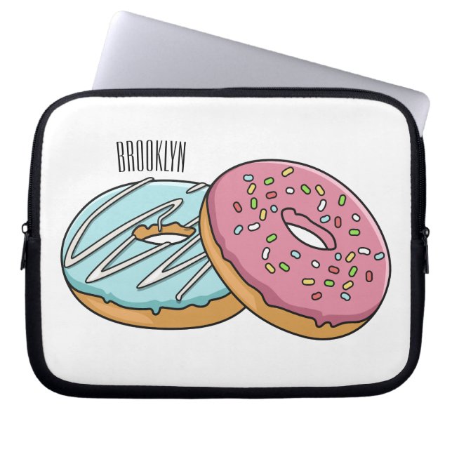 Donut cartoon illustratie laptop sleeve (Voorkant)
