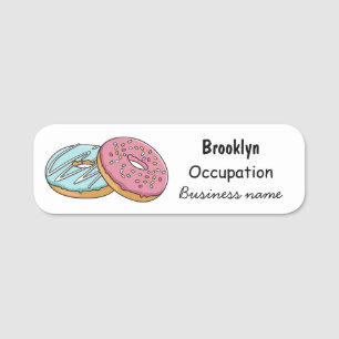 Donut cartoon illustratie naamplaatje